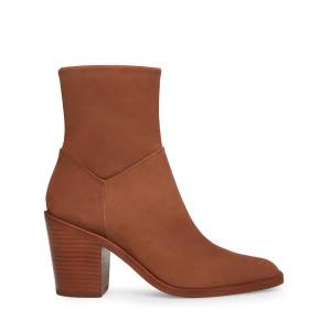 Steve Madden Harmen Nubuck Women's Booties Brown | SM-068JI