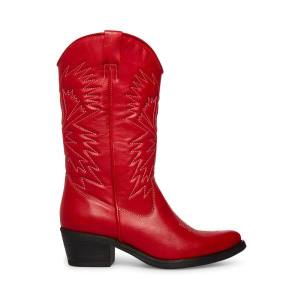 Steve Madden Hayward Leather Women's Boots Red | SM-587XT