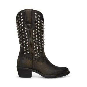 Steve Madden Hayward-s Distressed Women's Boots Black | SM-851WQ