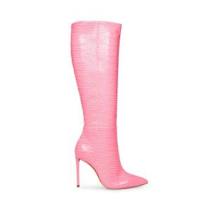 Steve Madden Idina Crocodile Women's Boots Pink | SM-389OH