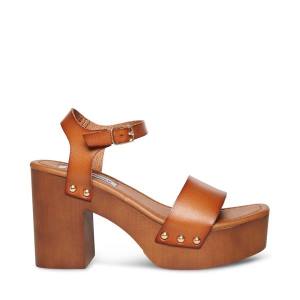 Steve Madden Ivy Cognac Women's Heels Brown | SM-609UR