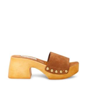 Steve Madden Izzy Suede Women's Sandals Brown | SM-637CV