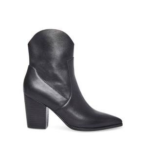 Steve Madden Janetta Leather Women's Booties Black | SM-206ZJ