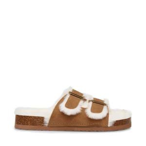 Steve Madden Jleena Cognac Kids' Slippers Brown | SM-206IP