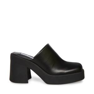 Steve Madden Kam Leather Women's Heels Black | SM-173GH