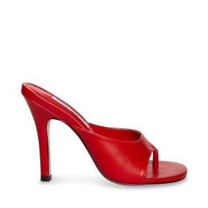 Steve Madden Karina Leather Women's Heels Red | SM-182SH