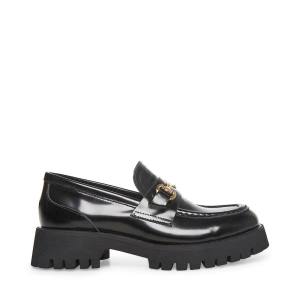 Steve Madden Lando Leather Women's Loafers Black | SM-084GF