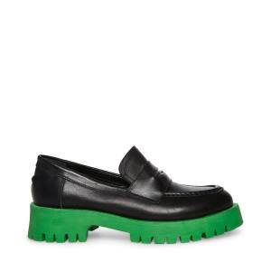 Steve Madden Lawrence Women's Loafers Black Green | SM-234XV