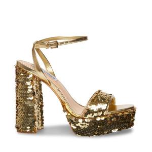 Steve Madden Lessa-s Women's Heels Gold | SM-560ZX