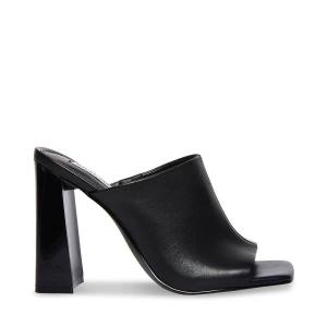 Steve Madden Lexia Leather Women's Heels Black | SM-827VK