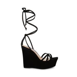 Steve Madden Linda Nubuck Women's Sandals Black | SM-301HP