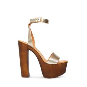 Steve Madden Lucy Leather Women's Heels Gold | SM-497MT