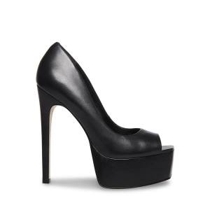 Steve Madden Lust Leather Women's Heels Black | SM-567JM