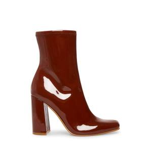 Steve Madden Lynden Cognac Women's Booties Dark Brown | SM-258AU