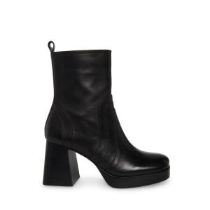 Steve Madden Maggie Leather Women's Booties Black | SM-594RT