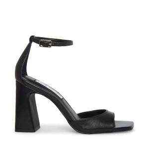 Steve Madden Margot Leather Women's Heels Black | SM-563VR