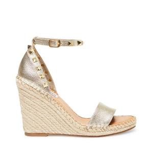 Steve Madden Mckenna Leather Women's Sandals Gold | SM-516QI