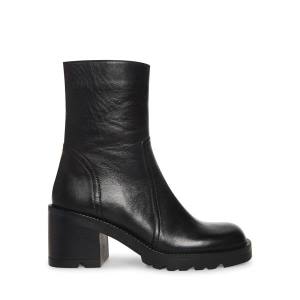 Steve Madden Naya Leather Women's Booties Black | SM-375TC