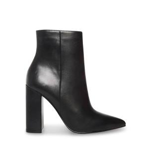 Steve Madden Noticed Leather Women's Booties Black | SM-814LX