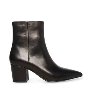 Steve Madden Ossie Leather Women's Booties Black | SM-497UI