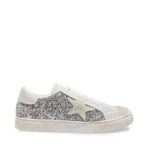 Steve Madden Rubie Glitter Women's Sneakers Silver | SM-523OI