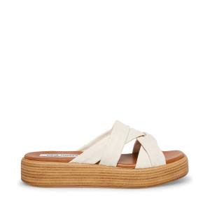 Steve Madden Salita Bone Leather Women's Sandals Beige | SM-407CE