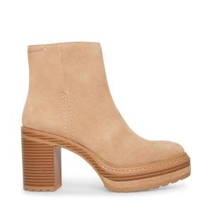 Steve Madden Shaniya Sand Suede Women's Booties Brown | SM-916JM