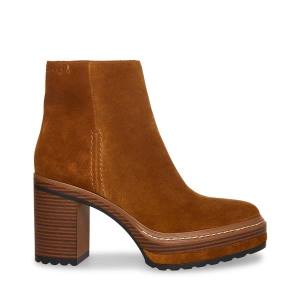 Steve Madden Shaniya Suede Women's Booties Brown | SM-841SJ