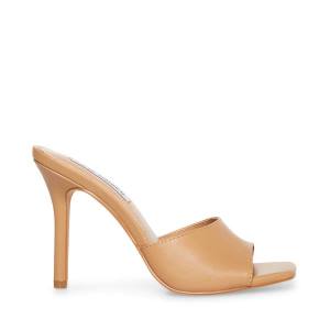 Steve Madden Signal Tan Leather Women's Heels Beige | SM-924GO