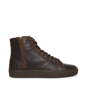 Steve Madden Slash Leather Men's Sneakers Brown | SM-291CV