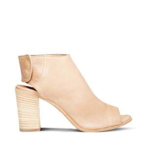 Steve Madden Slater Natural Leather Women's Heels Beige | SM-587EB