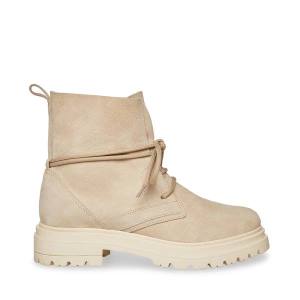 Steve Madden Tahoe Bone Suede Women's Booties Beige | SM-754FI