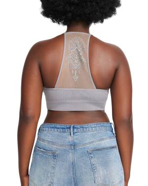 Steve Madden The Ella Mesh Bralette Plus Women's Tops Grey | SM-816IV