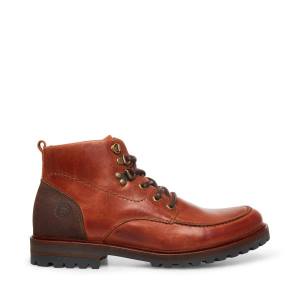 Steve Madden Trekker Cognac Leather Men's Boots Brown | SM-835KL