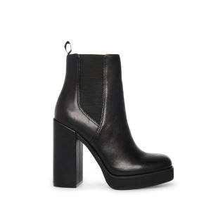 Steve Madden Triple Leather Women's Booties Black | SM-192YD