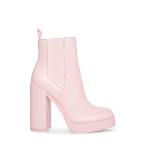 Steve Madden Triple Leather Women's Booties Pink | SM-478BJ