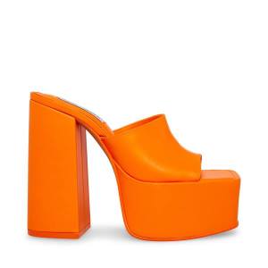 Steve Madden Trixie Leather Women's Heels Orange | SM-095XW