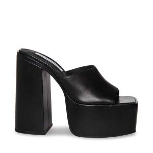 Steve Madden Trixie Leather Women's Heels Black | SM-461EM