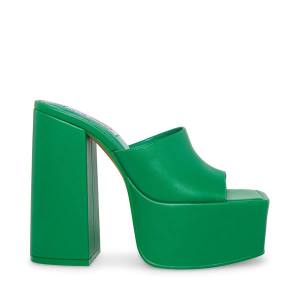 Steve Madden Trixie Leather Women's Heels Green | SM-540LY