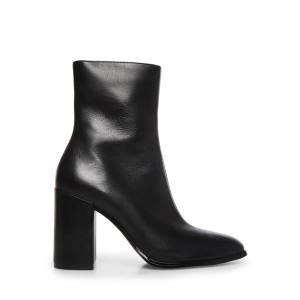 Steve Madden Trudy Leather Women's Booties Black | SM-264JB