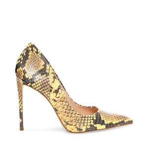 Steve Madden Vala Snake Women's Heels Yellow Snake | SM-093SC