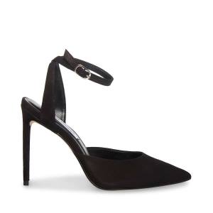 Steve Madden Vase Nubuck Women's Heels Black | SM-319XN