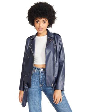 Steve Madden Vegan Leather Women's Jackets Navy | SM-846ND