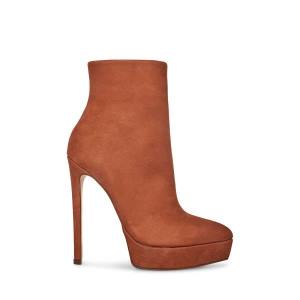 Steve Madden Velina Nubuck Women's Booties Brown | SM-512NU