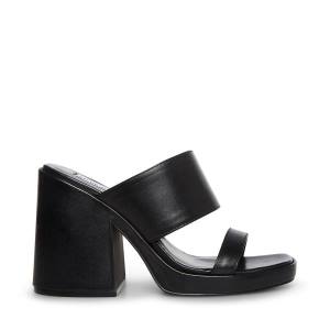 Steve Madden Vickey Leather Women's Heels Black | SM-674CU