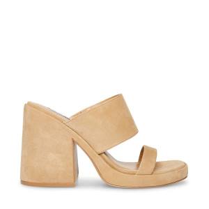 Steve Madden Vickey Sand Suede Women's Heels Brown | SM-945UH