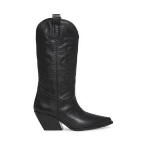 Steve Madden West Leather Women's Boots Black | SM-309ZP