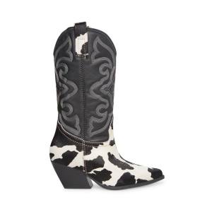 Steve Madden West Women's Boots Black White | SM-754FQ